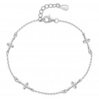 Dámsky strieborný náramok s krížikmi