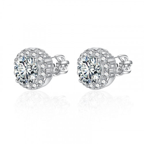 Strieborné skrutkovacie náušnice so zirkónmi