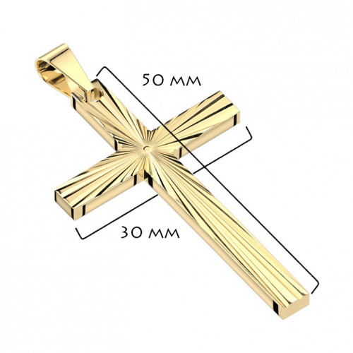 Pozlátený oceľový prívesok - kríž