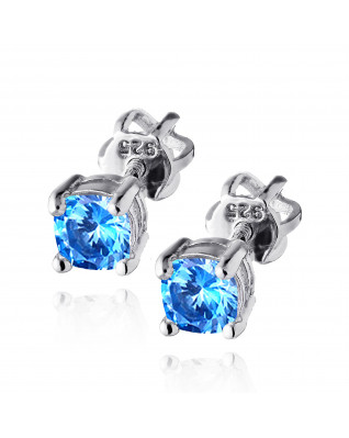 Strieborné náušnice s tyrkysovo modrými zirkónmi