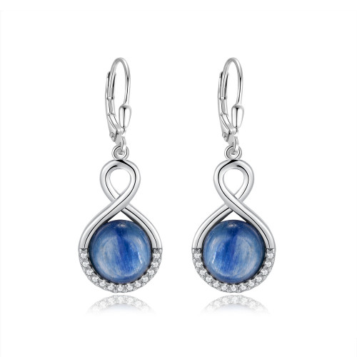 Stříbrné visací náušnice s kyanitem