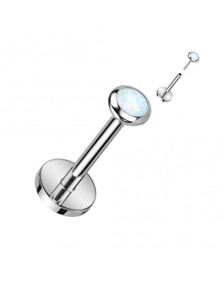 PUSH IN piercing do brady / ucha TITAN 1,0 x 8 mm, biely opál
