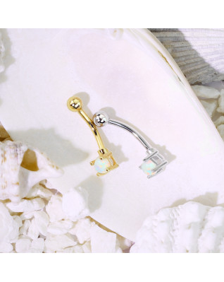 Zlatý piercing do obočia s opálom, Au 585/1000