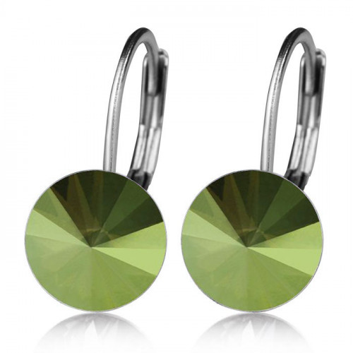 Oceľové náušnice s kryštálmi Swarovski®, IRIDESCENT GREEN