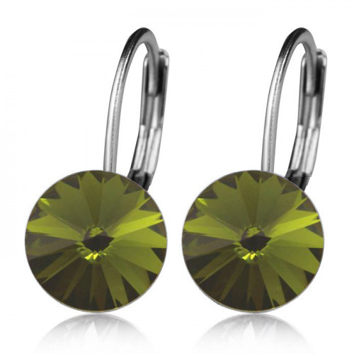 Oceľové náušnice s kryštálmi Swarovski® OLIVINE