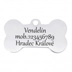 Oceľová psia známka - kosť, veľ. L