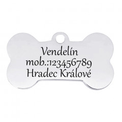 Oceľová psia známka - kosť, veľ. L