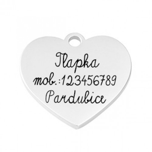 Oceľová psia/mačacia známka srdiečko