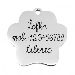 Oceľová psia známka - labka