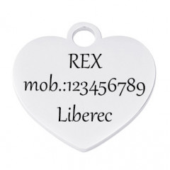 Oceľová psia známka srdca