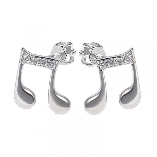 Strieborné skrutkovacie náušnice noty