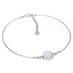 Strieborný náramok s bielym opálom