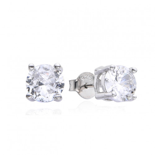 Strieborné náušnice s čírymi zirkónmi 7mm