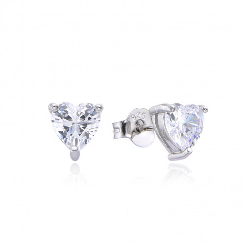 Strieborné náušnice srdiečka so zirkónmi 5mm