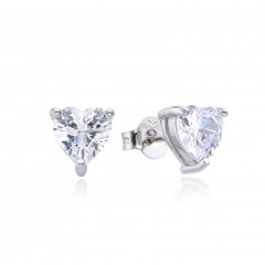 Strieborné náušnice srdiečka so zirkónmi 6mm