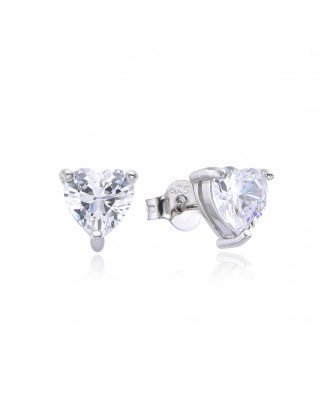 Strieborné náušnice srdiečka so zirkónmi 6mm