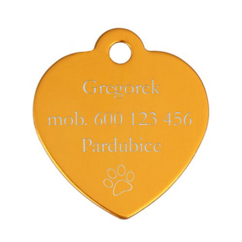 Hliníková psia známka srdca