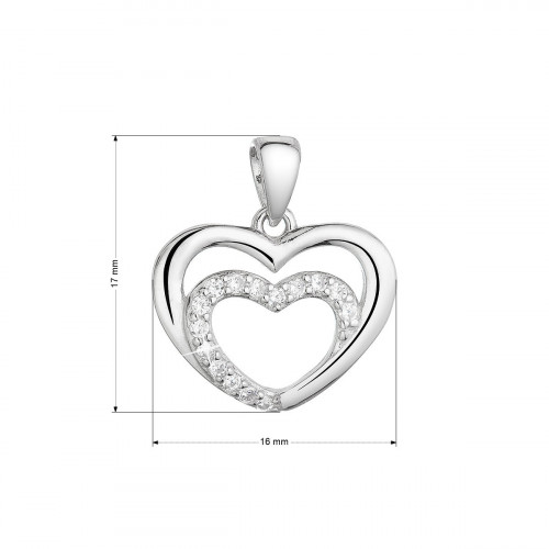 Strieborný prívesok dve srdiečka so zirkónmi