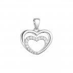 Strieborný prívesok dve srdiečka so zirkónmi