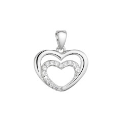Strieborný prívesok dve srdiečka so zirkónmi