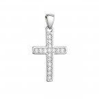 Strieborný prívesok krížik so zirkónmi