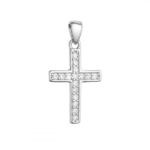 Strieborný prívesok krížik so zirkónmi