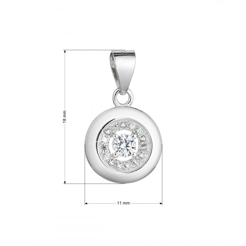 Strieborný prívesok okrúhly so zirkónmi