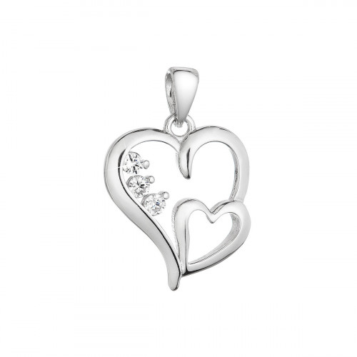 Strieborný prívesok srdiečka so zirkónmi