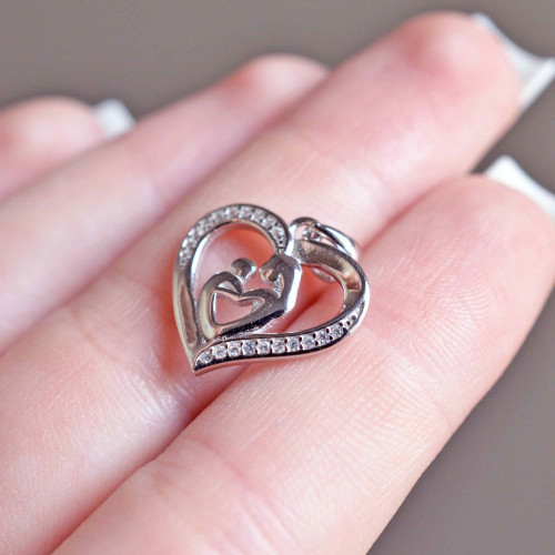 Strieborný prívesok srdce matka a dieťa