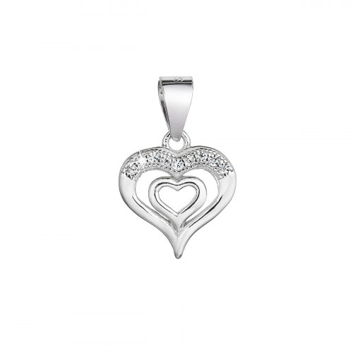 Strieborný prívesok srdca so zirkónmi