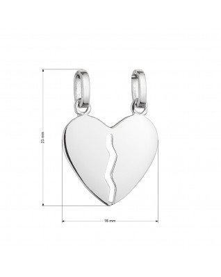 Strieborný prívesok rozdelené srdcia