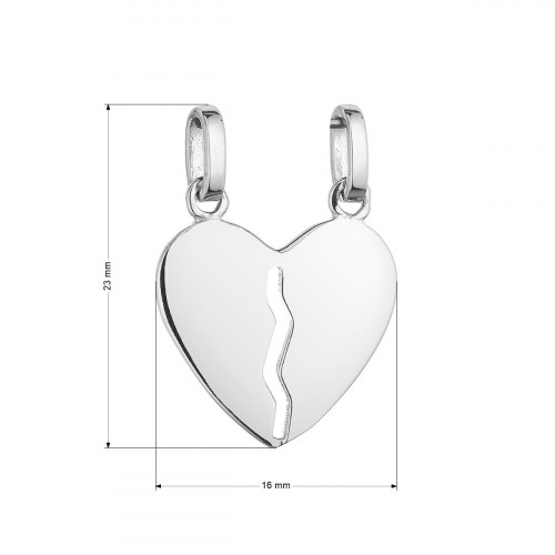 Strieborný prívesok rozdelené srdcia
