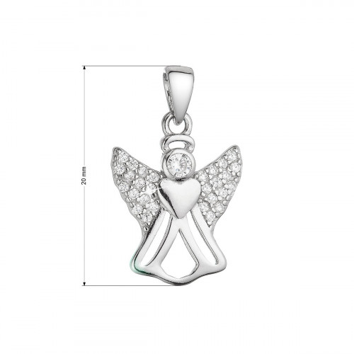 Strieborný prívesok anjel so zirkónmi