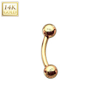 Zlatý piercing do obočia - guličky, Au 585/1000