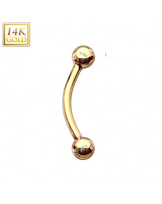 Zlatý piercing do obočia - guličky, Au 585/1000
