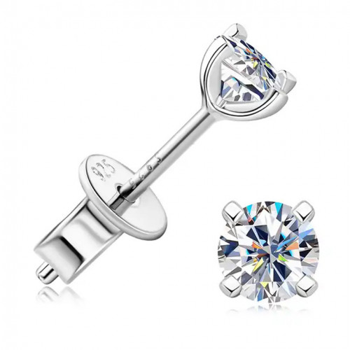 Strieborné náušnice s moissanitmi 4mm