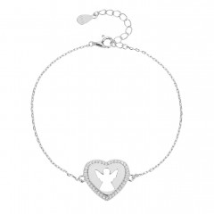 Strieborný náramok srdca s anjelikom