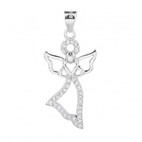 Strieborný prívesok anjelik so zirkónmi