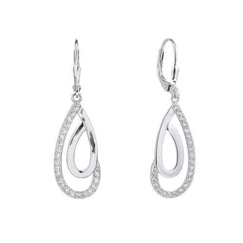 Strieborné visiace náušnice so zirkónmi