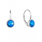 Strieborné náušnice s modrým okrúhlym syntetickým opálom