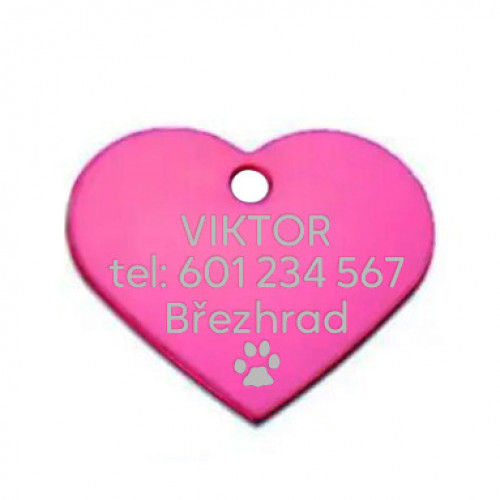 Hliníková psia známka srdiečko malé