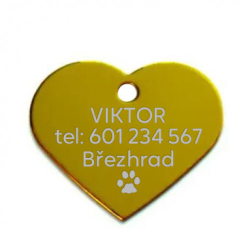 Hliníková psia známka srdiečko malé