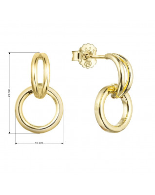 Pozlátené strieborné náušnice visiace krúžky