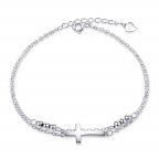 Dvojitý dámsky strieborný náramok s krížikom