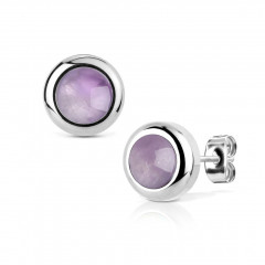Oceľové náušnice Ametyst 8mm