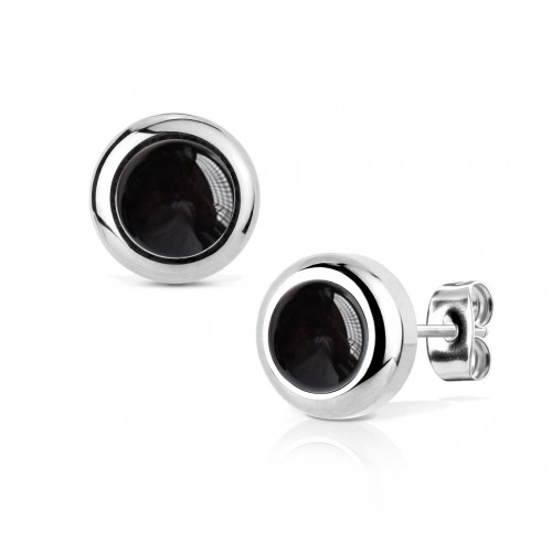Oceľové náušnice Achát 8mm
