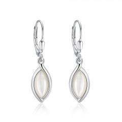 Strieborné visiace náušnice s perleťou