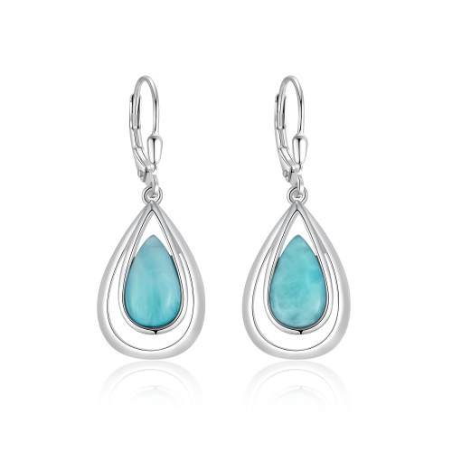 Strieborné náušnice s larimarom