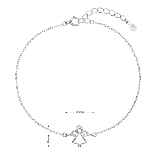 Strieborný náramok anjelik so zirkónmi