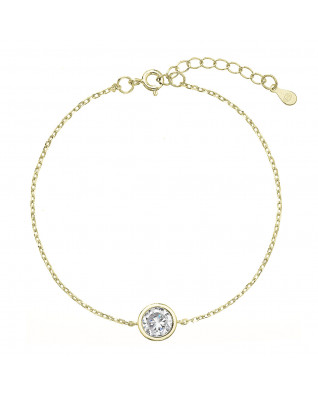 Pozlátený náramok retiazka s jedným zirkónom